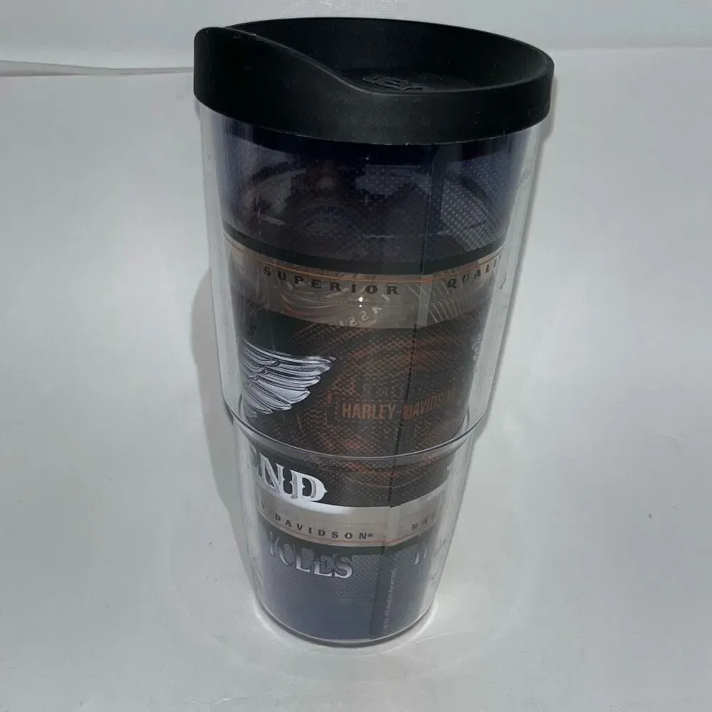 Tervis Harley Davidson Hot‎ Cold Cup Travel Tumbler Black Lid Clear 24 oz